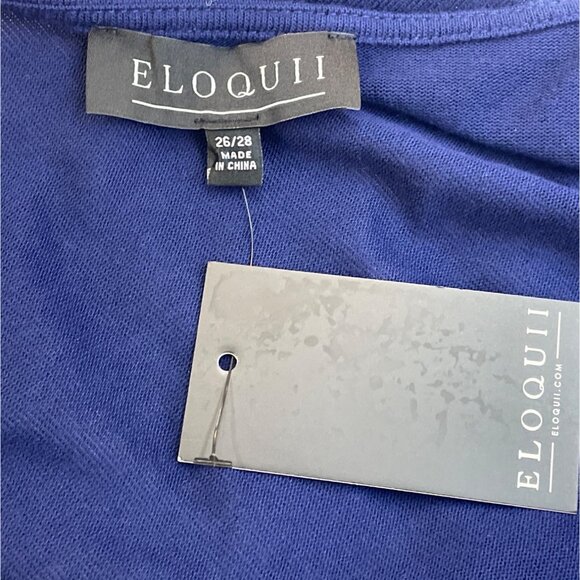 Eloquii Womens Size 26/28 Blue Square Neck Top Short Sleeve Shirt - Picture 4 of 6